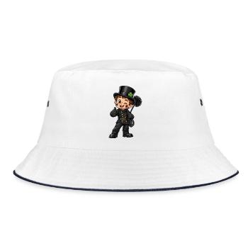 Schornsteinfeger Kawaii Style – Süßer Glücksbringe - Bucket Hat - Weiß/Navy - Vorne