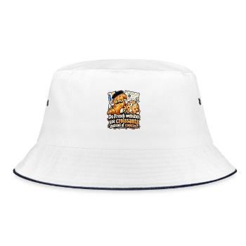 Croissants statt Cookies im Webdesign - Bucket Hat - Weiß/Navy - Vorne