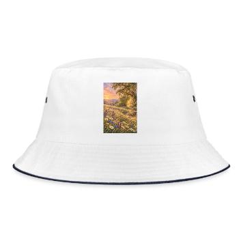 Wildblumen im goldenen Abendlicht - Bucket Hat - Weiß/Navy - Vorne