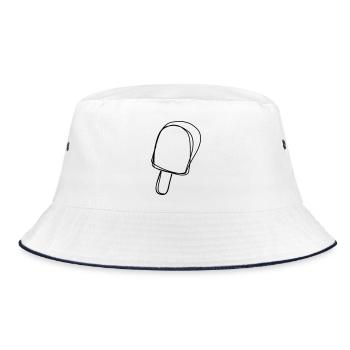 Stieleis handgezeichnet - Bucket Hat - Weiß/Navy - Vorne