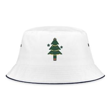 Minimaler Weihnachtsbaum mit Lichtern - Bucket Hat - Weiß/Navy - Vorne