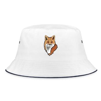 Fuchskopf - Bucket Hat - Weiß/Navy - Vorne