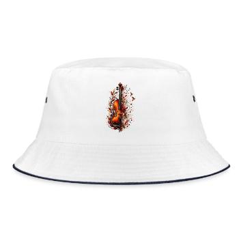 Violine mit Blumen und Musiknoten – Geige Klassik - Bucket Hat - Weiß/Navy - Vorne
