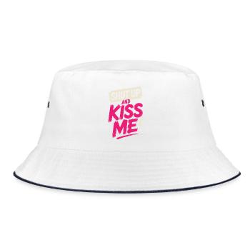 Shut Up And Kiss Me Küss Mich Einfach Valentinstag - Bucket Hat - Weiß/Navy - Vorne