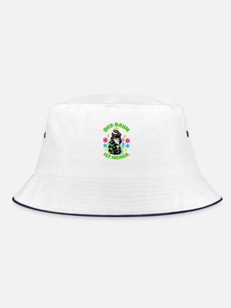 Der Baum gehört der Katze XMas Design S1 - Bucket Hat - Weiß/Navy