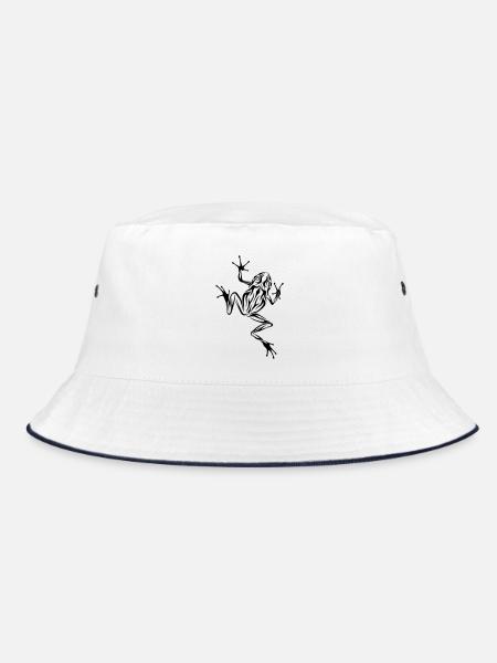 Frosch Tribal-Style - Bucket Hat - Weiß/Navy - Vorne