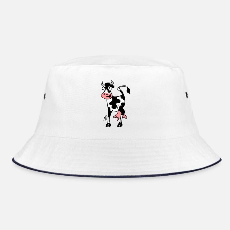Kuh - Bucket Hat - Weiß/Navy