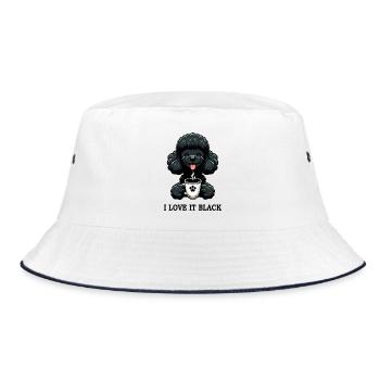 Schwarzer Pudel Kaffee I Love It Black - Bucket Hat - Weiß/Navy - Vorne