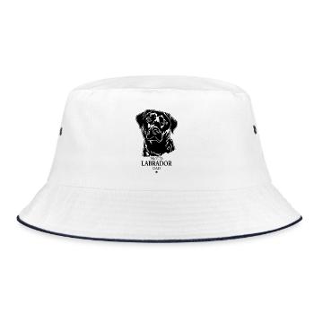 Labrador Dad Hunde Hund Labbi Wilsigns - Bucket Hat - Weiß/Navy - Vorne