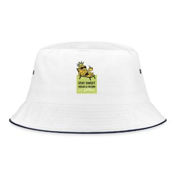 Ananas - Bucket Hat - Weiß/Navy - Vorne
