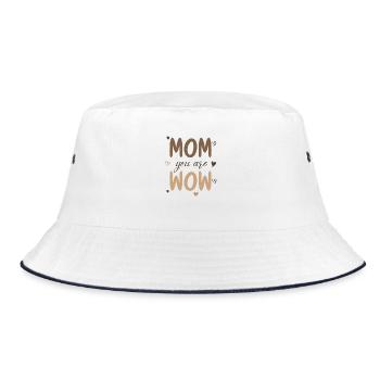 Mama Du Bist Wow Mom You Are Wow Mutter Muttertag - Bucket Hat - Weiß/Navy - Vorne