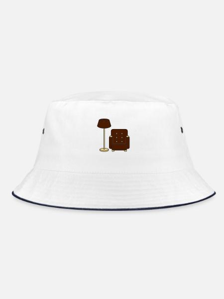 floor_lamp_and_armchair - Bucket Hat - Weiß/Navy - Vorne