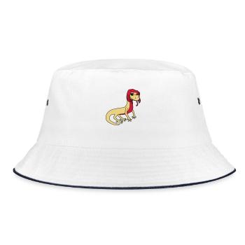 frau weiblich huebsch girl maedchen sexy eidechse - Bucket Hat - Weiß/Navy - Vorne