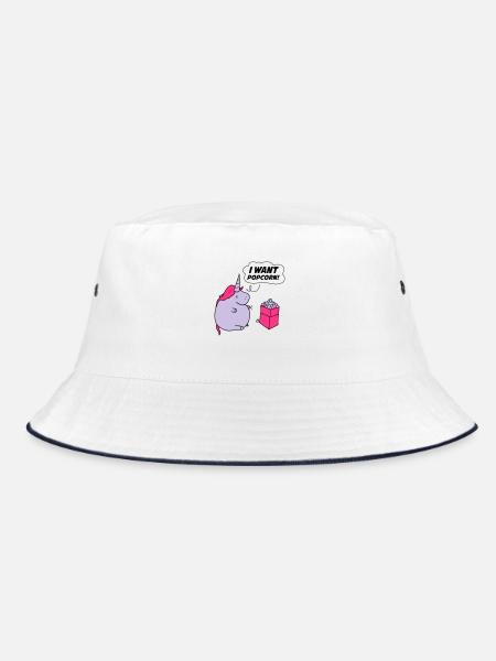 unicorn_want_popcorn_002 - Bucket Hat - Weiß/Navy - Vorne