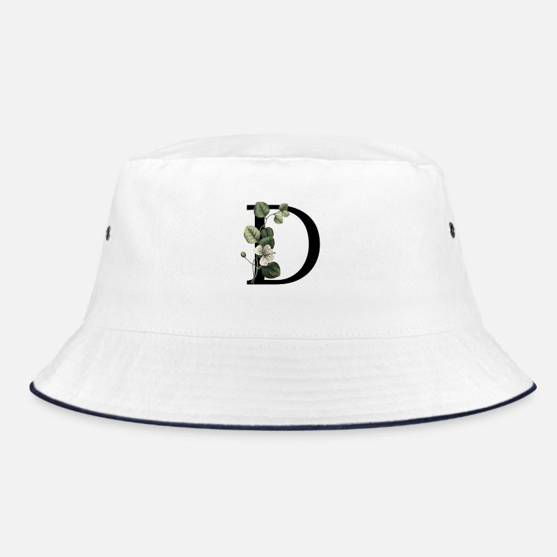 Grüner botanischer Buchstabe - Bucket Hat - Weiß/Navy