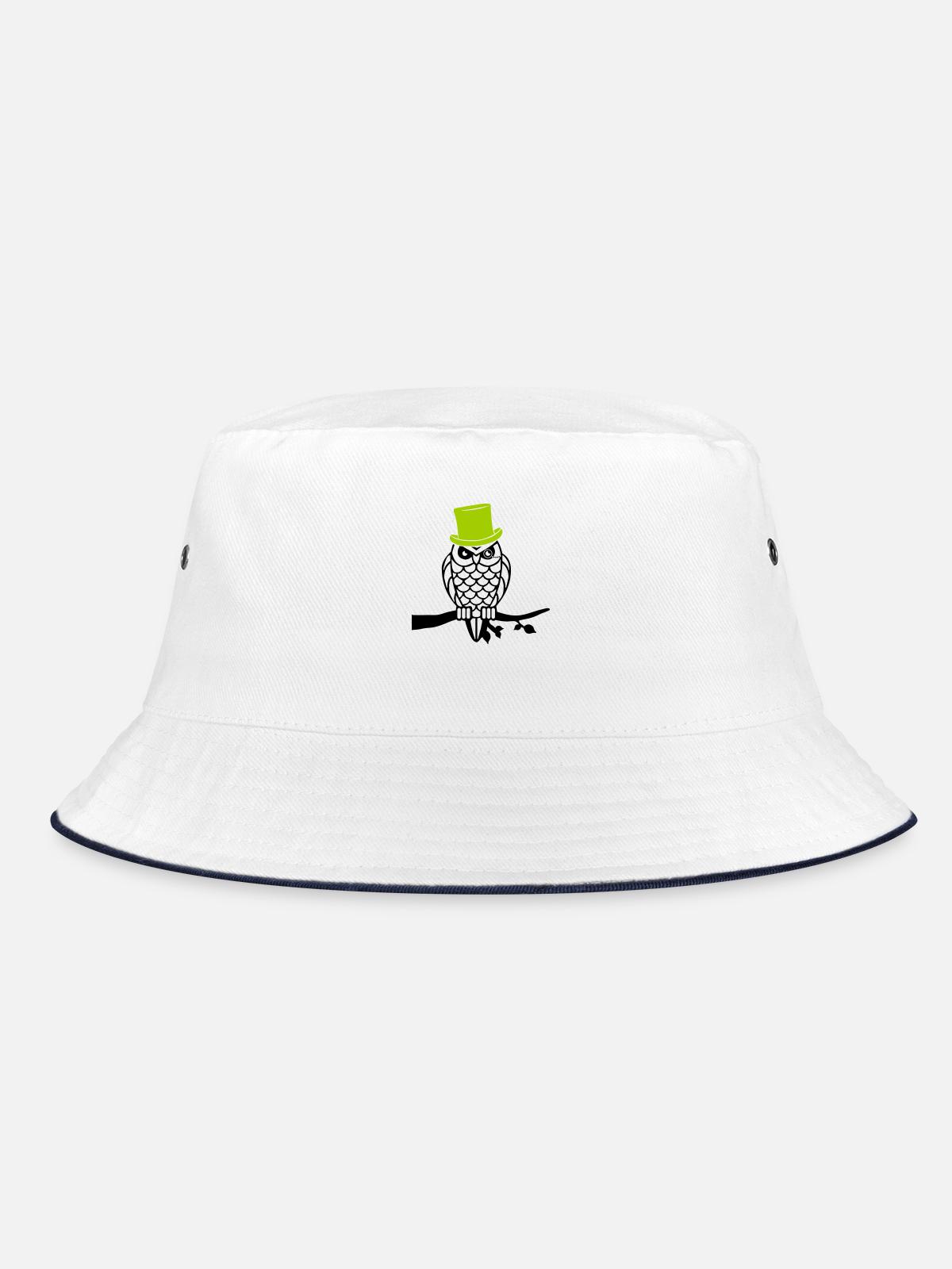 owl sir - Bucket Hat - white/navy - Front