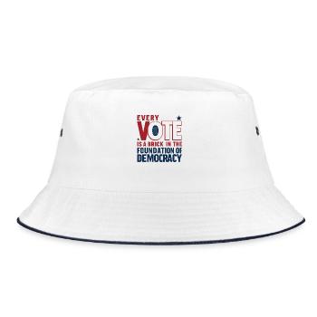 Jede Stimme zählt – das Fundament der Demokratie - Bucket Hat - Weiß/Navy - Vorne