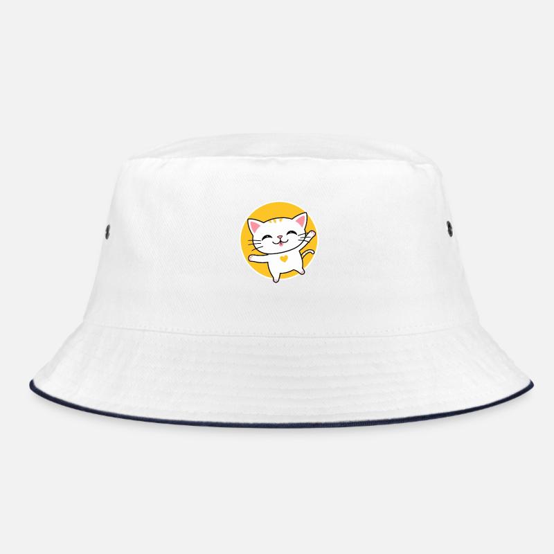 Lucky Neko - Bucket Hat - white/navy