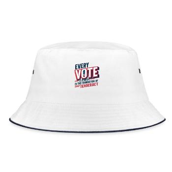 Jede Stimme ist ein Baustein im Fundament der Demokratie - Bucket Hat - Weiß/Navy - Vorne