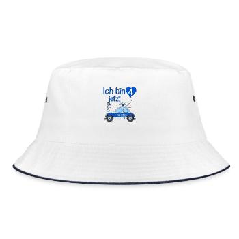 Polizeiauto Ich bin jetzt 4 Geburtstag - Bucket Hat - Weiß/Navy - Vorne