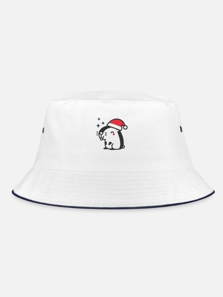 Capybara Weihnachten - Bucket Hat - Weiß/Navy - Vorne