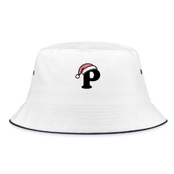 Letter P with Santa hat - Bucket Hat - white/navy - Front