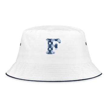Buchstabe F Schneeflocken - Bucket Hat - Weiß/Navy - Vorne