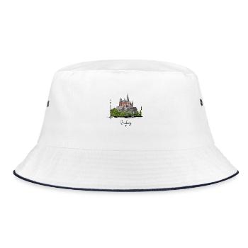 Limburg Cathedral // Illustration - Bucket Hat - white/navy - Front