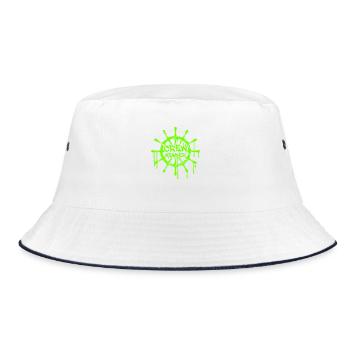 Crew Member Schiffssteuerrad Steuerrad Graffiti - Bucket Hat - Weiß/Navy - Vorne