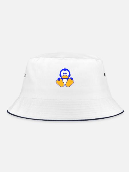 Cute Penguin Baby Child Toddler Shy - Bucket Hat - white/navy - Front