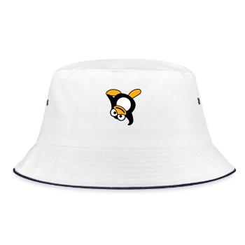 Pinguin Breakdance Tanzen Kopfstand Party DJ Musik - Bucket Hat - Weiß/Navy - Vorne