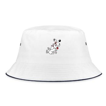 2 Dogs Team Two Friends Tail Wiggle Crew - Bucket Hat - white/navy - Front