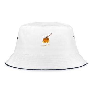 Life is better with bees // Illustration - Bucket Hat - Weiß/Navy - Vorne