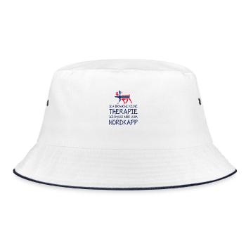 Ich brauche keine Therapie I muss nur zum Nordkapp - Bucket Hat - Weiß/Navy - Vorne