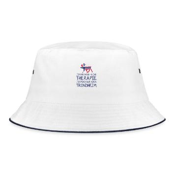 Ich brauche keine Therapie muss nur nach Trondheim - Bucket Hat - Weiß/Navy - Vorne