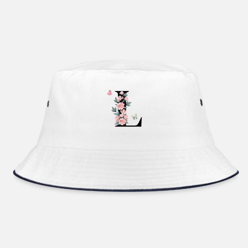 Lettre l fleurs rose - Bob - blanc/marine