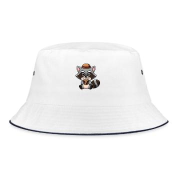 Chibi Kawaii Raccoon - Bucket Hat - white/navy - Front