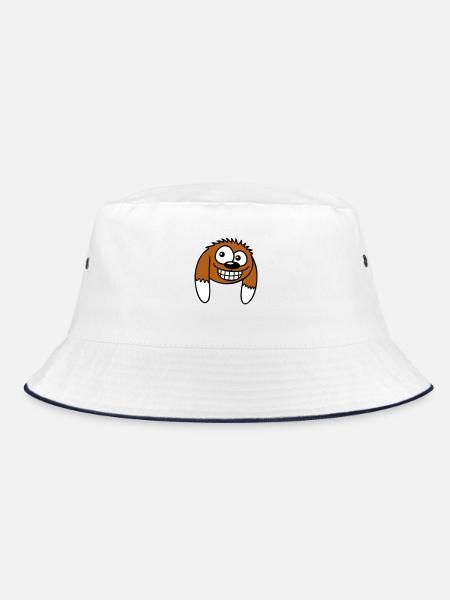 Dog looks funny grin happy smile fun - Bucket Hat - white/navy - Front
