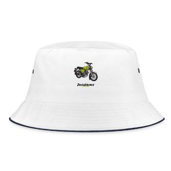 S51 (light green) // Illustration - Bucket Hat - white/navy - Front
