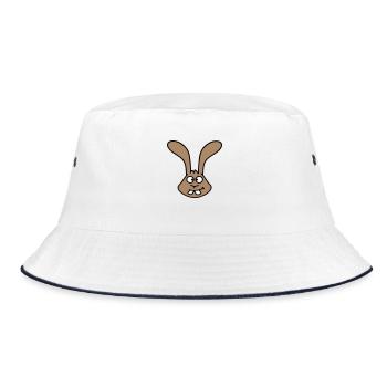 Rabbit looks squints grimace funny silly smile - Bucket Hat - white/navy - Front