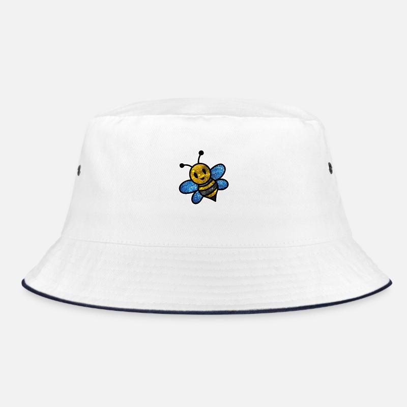 Cosmic Bee - Bucket Hat - white/navy