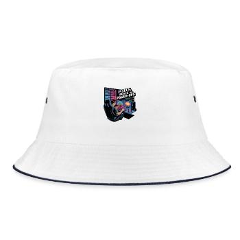 Pixels, Peace & Power-Ups – Gaming-Setup - Bucket Hat - Weiß/Navy - Vorne