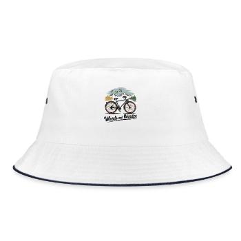 Wheels & Wander – Mountain Adventure - Bucket Hat - white/navy - Front