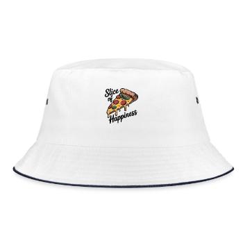 Slice of Happiness - Pizza - Bucket Hat - Weiß/Navy - Vorne