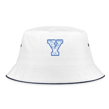 Buchstabe y blaue Chinoiserie - Bucket Hat - Weiß/Navy - Vorne