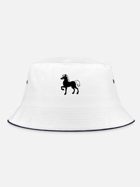 Horse Stallion Cool Pride Guy Riding Rider Hobby - Bucket Hat - white/navy - Front