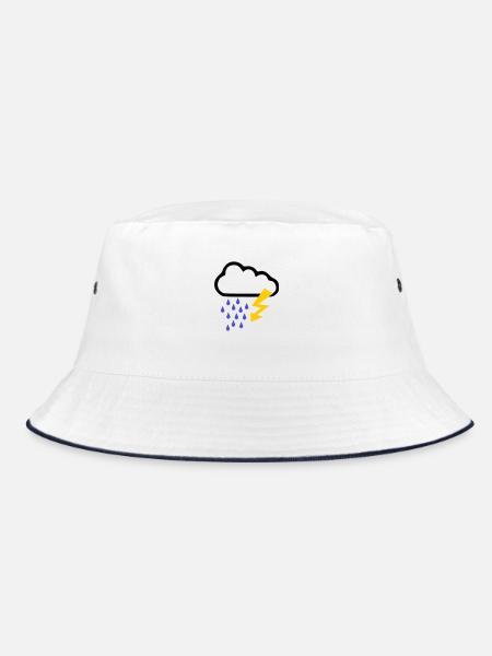 Weather - Thunder Storm - Rain - Bucket Hat - white/navy - Front