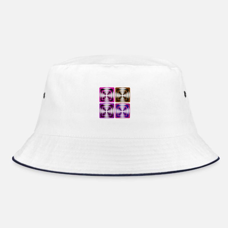 Geometrische Kunst - Bucket Hat - Weiß/Navy