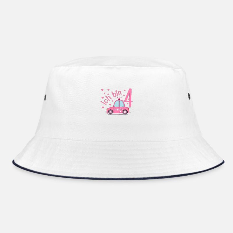 Polizeiauto Ich bin 4 Geburtstag Rosa Bucket Hat