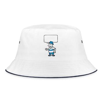 Schalen und Blase - Bucket Hat - Weiß/Navy - Vorne